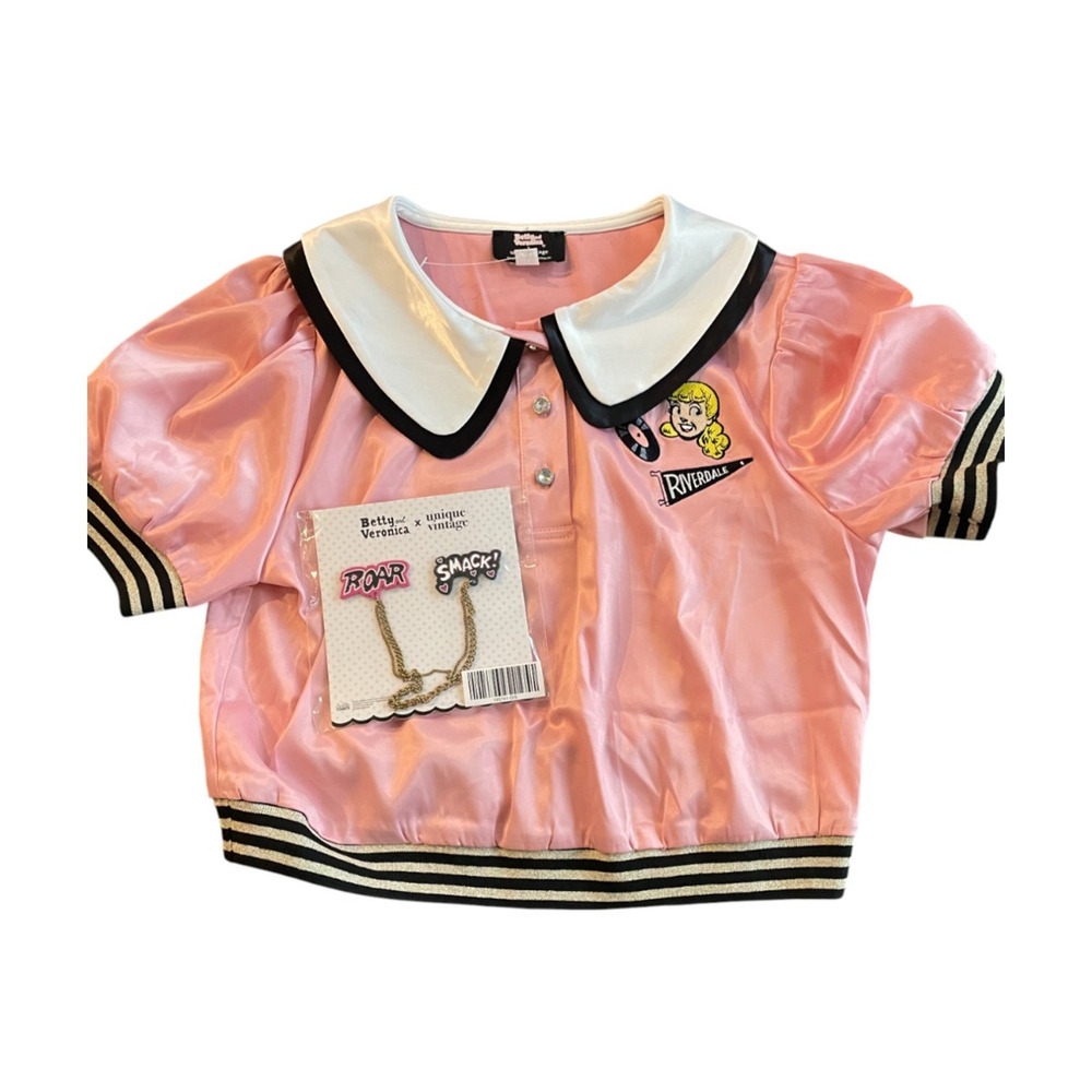 Unique Vintage X Betty and Veronica Wm's Pink Satin Embroidered Sz XL #87